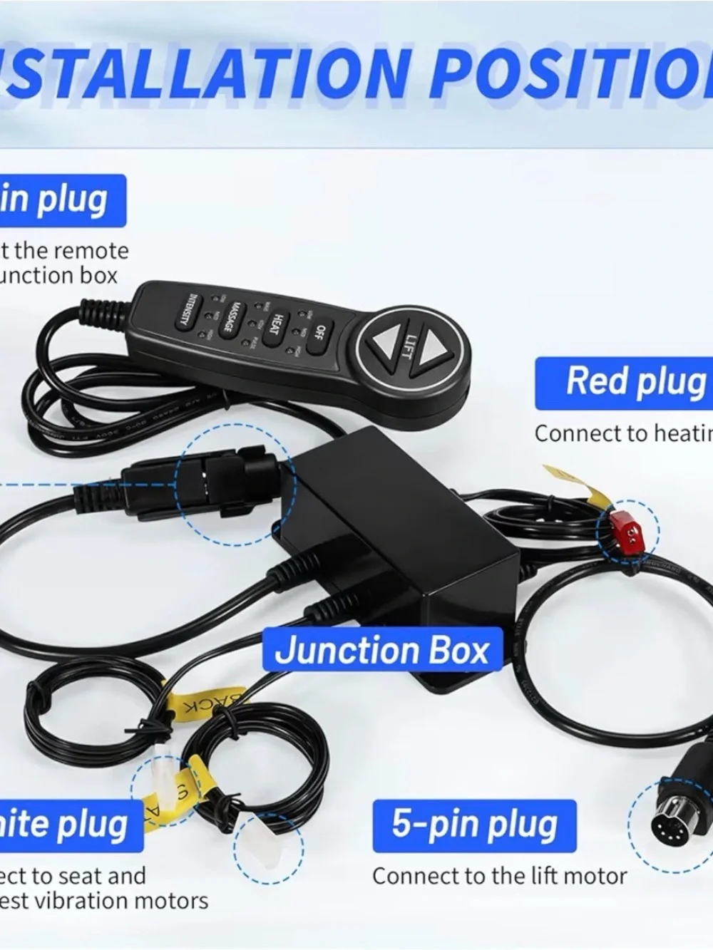MLSK55- A1 Lift Chair Prong Hand Control Remote w/ USB 6 Function